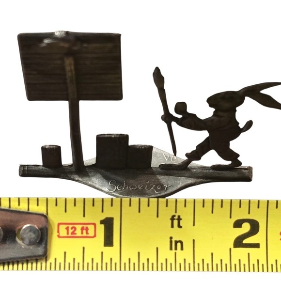 Schweizer Pewter Rabbit Painting Eggs Mastertafel Figurine Easter Decor - Picture 4 of 6